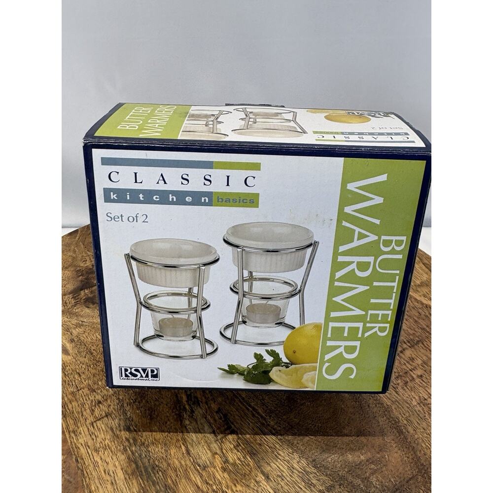 Kitchen Basics Ceramic Butter Warmers Candles Seafood Dipping Sauce New